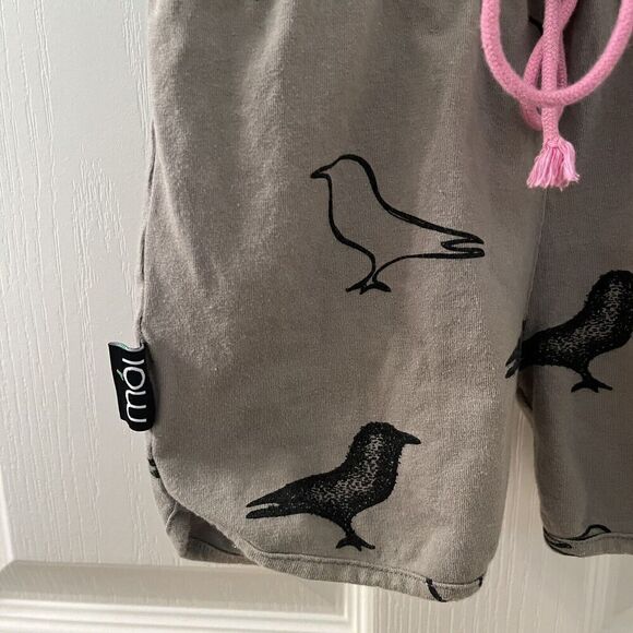 Moi Raven Crow Bird Romper Shortall Organic Cotton Olive Green Girls Size 5-6 - Picture 6 of 12